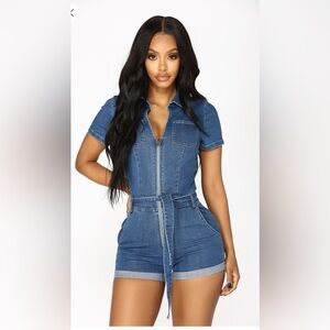 Fashion Nova Blue Denim Jumpsuit